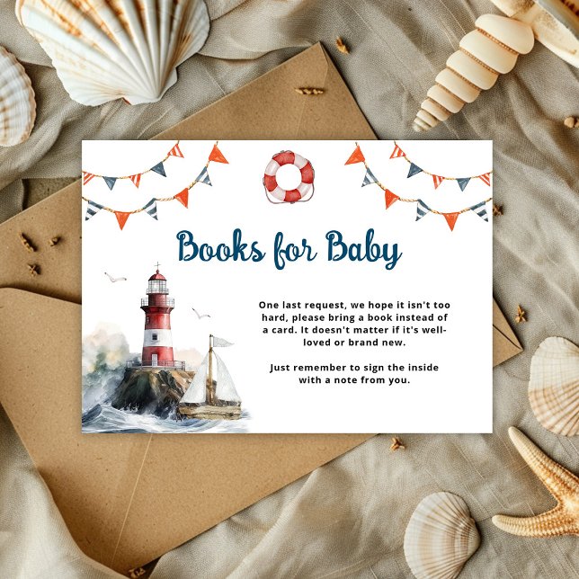 Cartão De Informações Livros de Chá de fraldas náutico para bebê (Criador carregado)