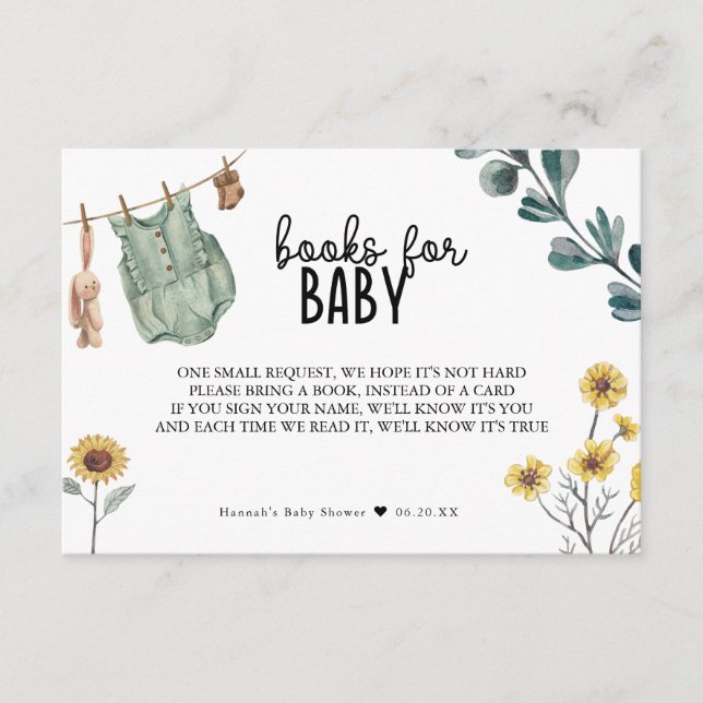 Cartão De Informações Livros de Chá de fraldas Neutros para Bebês (Frente)