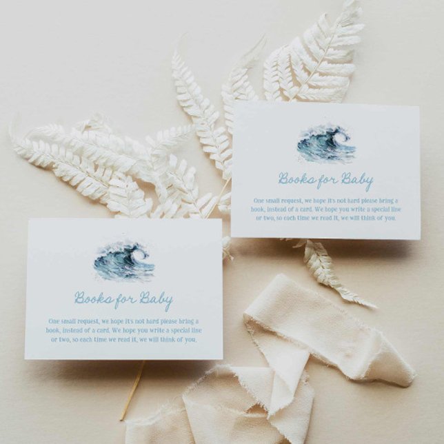 Cartão De Informações Livros de Chá de fraldas para Bebê (Beach Seaside Baby Shower Books for Baby Cards)