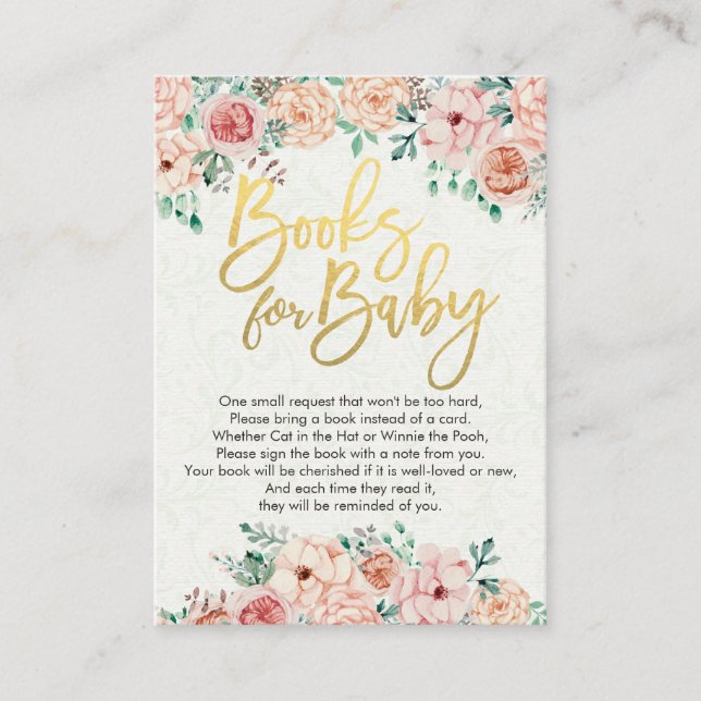 Cartão De Informações Livros de chá de fraldas para Bebê / Traga um livr (Frente)