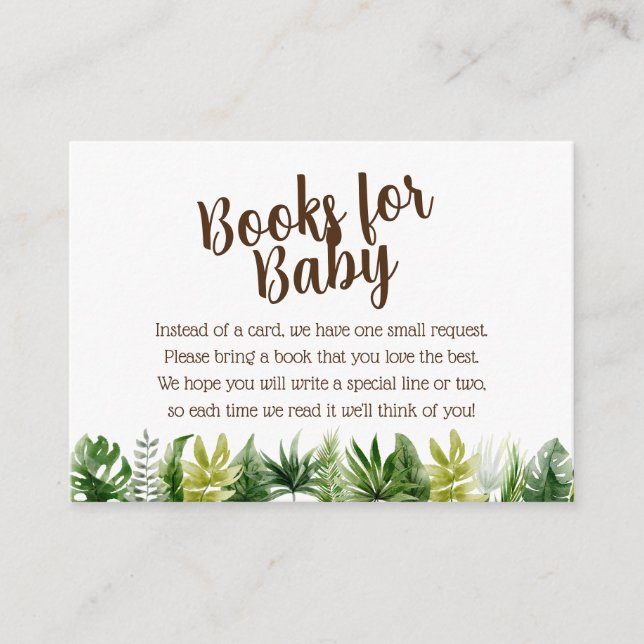 Cartão De Informações Livros de Chá de fraldas Safari Selva para Bebê (Frente)