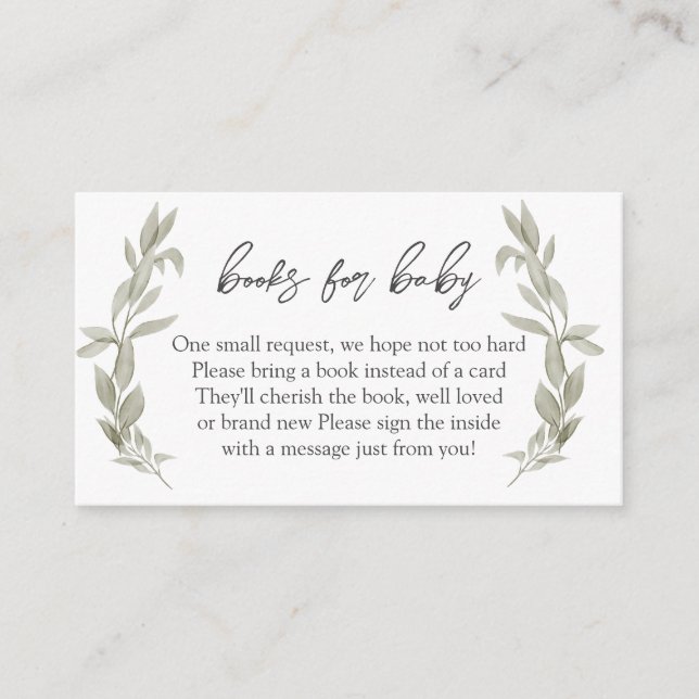 Cartão De Informações Livros de Chá de fraldas verde para bebê, livro em (Frente)