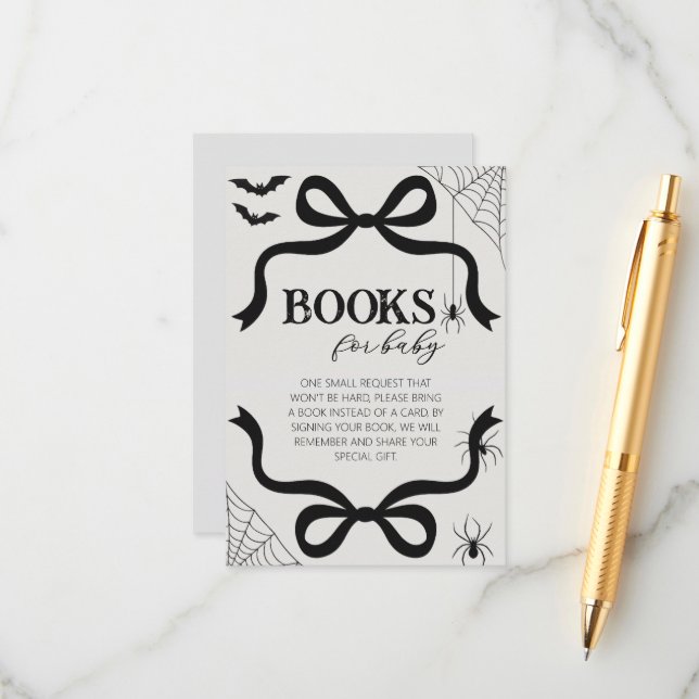 Cartão De Informações Livros de Chás de Bebê com Laço de Halloween para  (Frente/Verso In Situ)