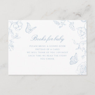 Cartão De Informações Livros de Chinoiserie Azul e Suave Dusty para Bebê