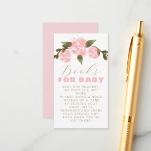 Cartão De Informações Livros de Chuveiro de Bebê Menina Rosa Boho Floral