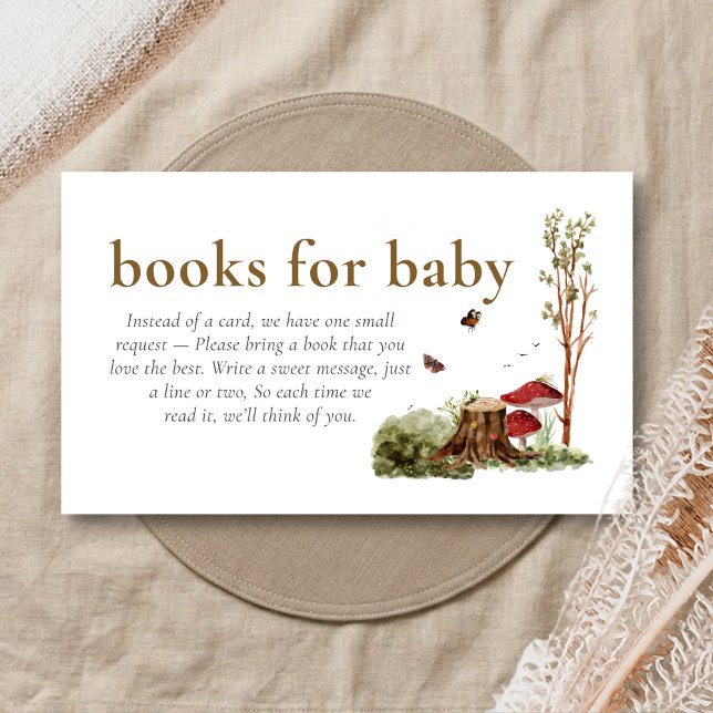 Cartão De Informações Livros de Chuveiro Florestal de Cogumelo Rústico p (Mushroom Rustic Woodland Baby Shower Books for Baby)