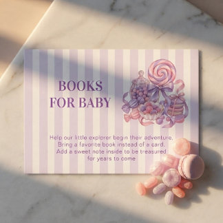 Cartão De Informações Livros de Chuvinha de Açúcar para Baby Shower para