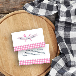 Cartão De Informações Livros de Chuvinha de Bebê BBQ Plaid Rosa Vintage