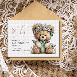 Cartão De Informações Livros de Chuvinha de Bebê Teddy Xadrez Cinza Para