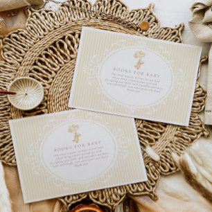 Cartão De Informações Livros de Chuvinha de Bebê Vintage Ursinho para Be