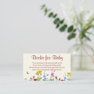 Cartão De Informações Livros de Chuvinha de Flores para Chá de Bebê