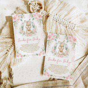 Cartão De Informações Livros de Coelho Floral Rosa para Bebê