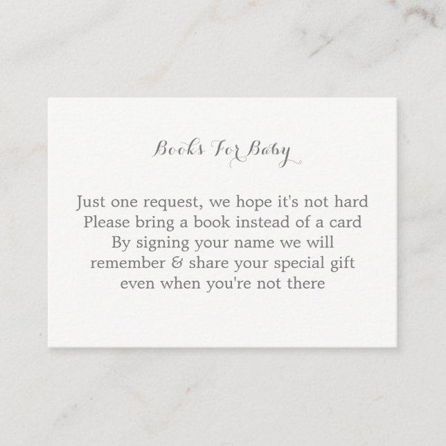 Cartão De Informações Livros De Coelhos De Cinza Rosa Para Bebê (Frente)