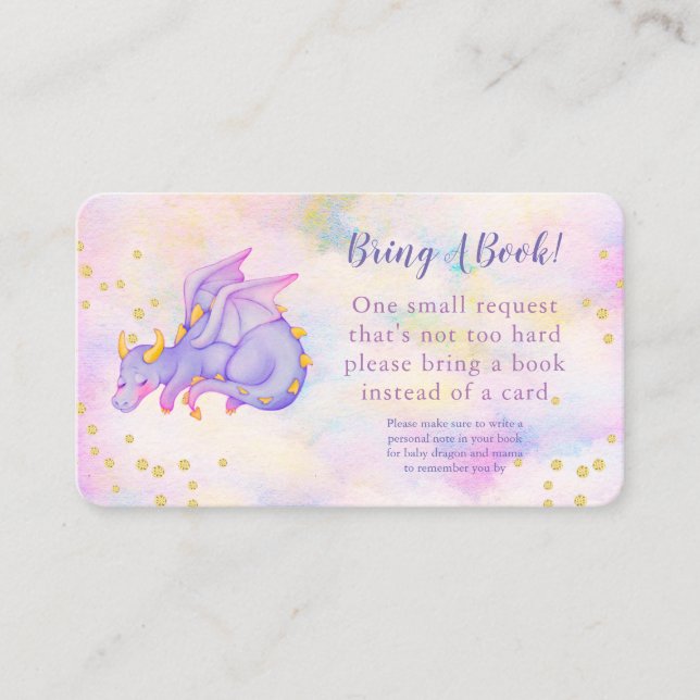 Cartão De Informações Livros de Dragão Roxo para Placa de Chá de fraldas (Frente)