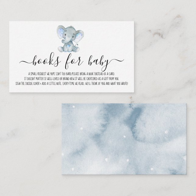 Cartão De Informações Livros de Elefante de Menino Bonito para Solicitaç (Frente/Verso)