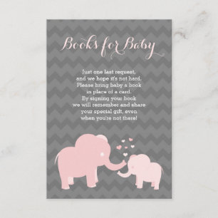 Cartão De Informações Livros De Elefante Para Bebê Inserir Cinzas Rosa