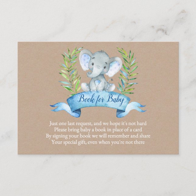 Cartão De Informações Livros de Elefante Rústico Kraft para Bebê Insert (Frente)