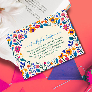 Cartão De Informações Livros de festa mexicana floral para bebê
