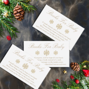 Cartão De Informações Livros de flocos de neve dourados para bebê
