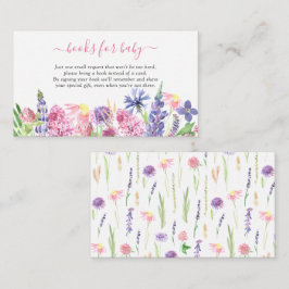 Cartão De Informações Livros de Flor Silvestre em Aquarela para Bebê