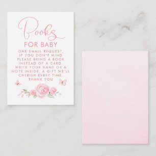 Cartão De Informações Livros de Flores Cor-de-Rosa & Borboletas Para Beb