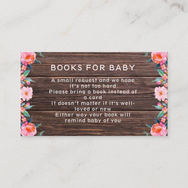 Cartão De Informações Livros De Flores Rosa Russos Para Bebê (Frente)