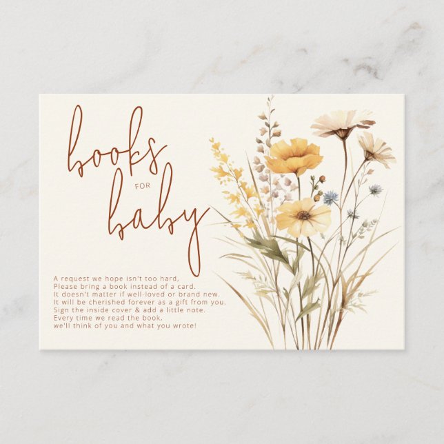 Cartão De Informações Livros de Flores Selvagens para Bebê (Frente)