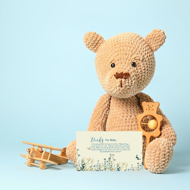 Cartão De Informações Livros de flores silvestres azuis e verdes para be (Criador carregado)