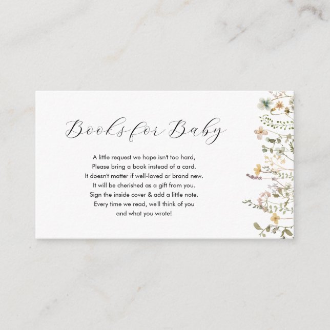 Cartão De Informações Livros de flores silvestres em aquarela para cartã (Frente)