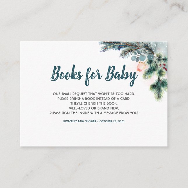 Cartão De Informações Livros De Florestas De Inverno Para Bebê (Frente)