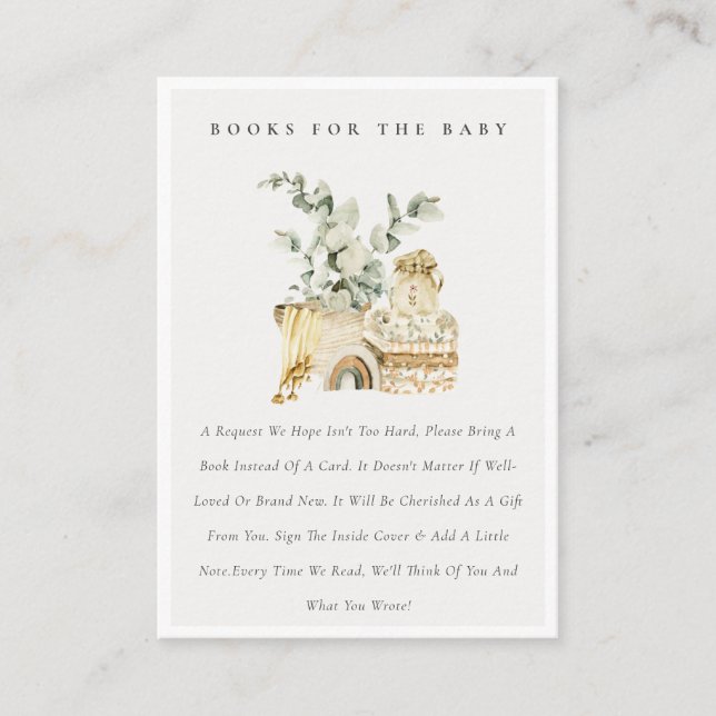 Cartão De Informações Livros De Folhagem Amarelo Para Chá de fraldas (Frente)