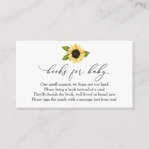 Cartão De Informações Livros de girassol para pedido de bebê