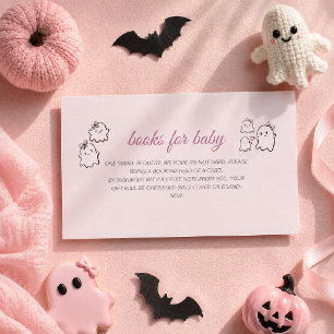 Cartão De Informações Livros de Halloween Rosa Aquarela Fofa Para Bebê