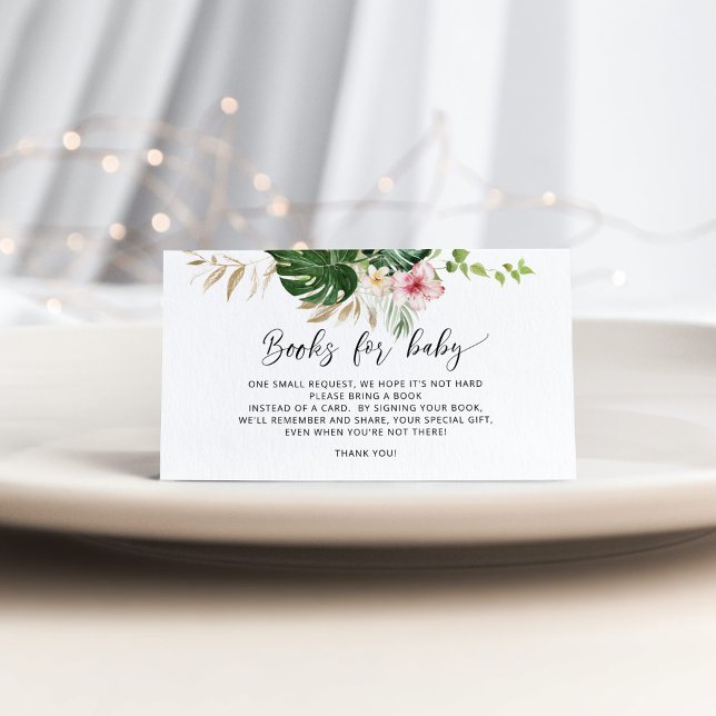 Cartão De Informações Livros de hibisco tropical para bilhete de bebê (Criador carregado)