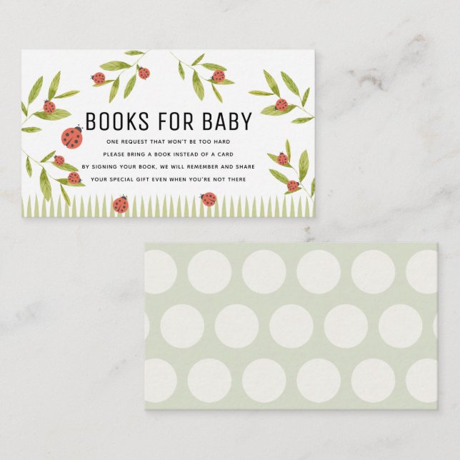 Cartão De Informações Livros de Ladybug Little Love Bug para Chás de Beb (Frente/Verso)