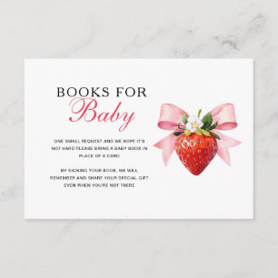 Cartão De Informações Livros de Morango Rosa Coquette Para Bebê