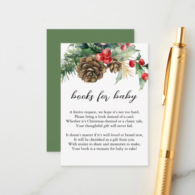 Cartão De Informações Livros de Natal de Inverno para Bebê (Frente/Verso In Situ)