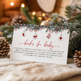Cartão De Informações Livros de Natal para Chás de Bebê Merry Little Chr