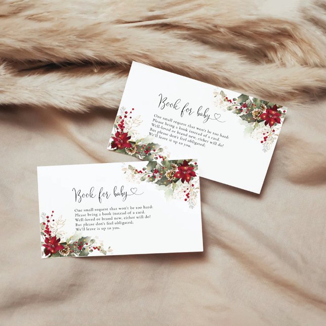 Cartão De Informações Livros De Poinsettia Vermelha De Natal Para Bebê (Criador carregado)