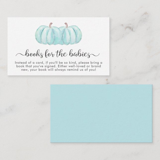 Cartão De Informações Livros De Pumpkin Para Chá De Bebês Gêmeos (Frente/Verso)