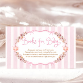 Cartão De Informações Livros de Pumpkin Rosa para Bilhete de Bebê