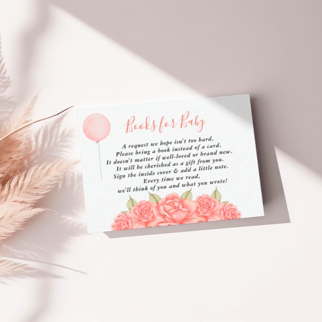 Cartão De Informações Livros de Rosa Floral Blush para Bebê (Criador carregado)