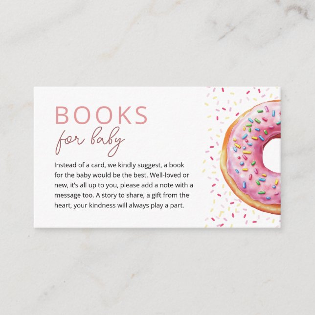 Cartão De Informações Livros de Rosquinha rosa para bebê (Frente)