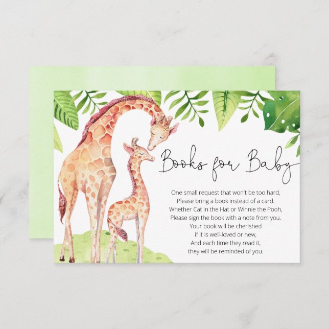 Cartão De Informações Livros de safari neutro para bebês (Frente/Verso)