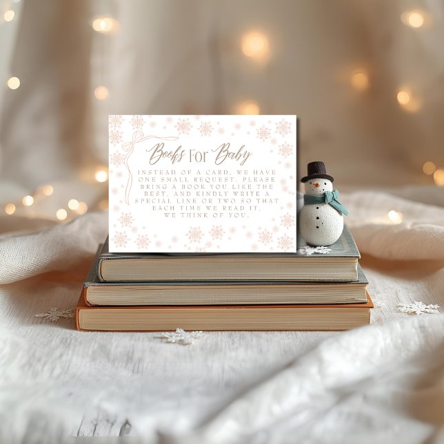 Cartão De Informações Livros de Taupe Inverno para Chá de fraldas Bebê (Winter Taupe Books for Baby Baby Shower Enclosure Card)