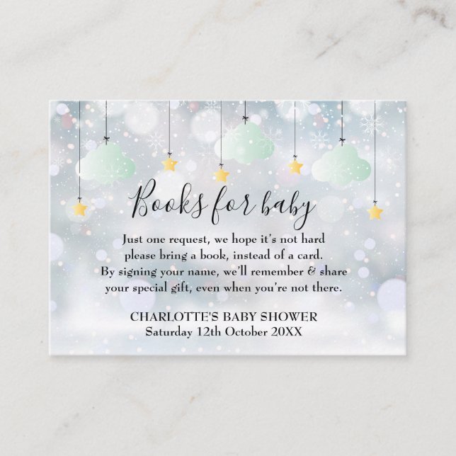 Cartão De Informações Livros De Twinkle Para Chá de fraldas De Inverno D (Frente)