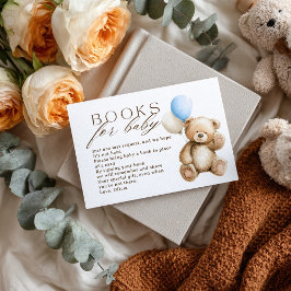 Cartão De Informações Livros de Urso Azul-Teddy para o Chá de fraldas