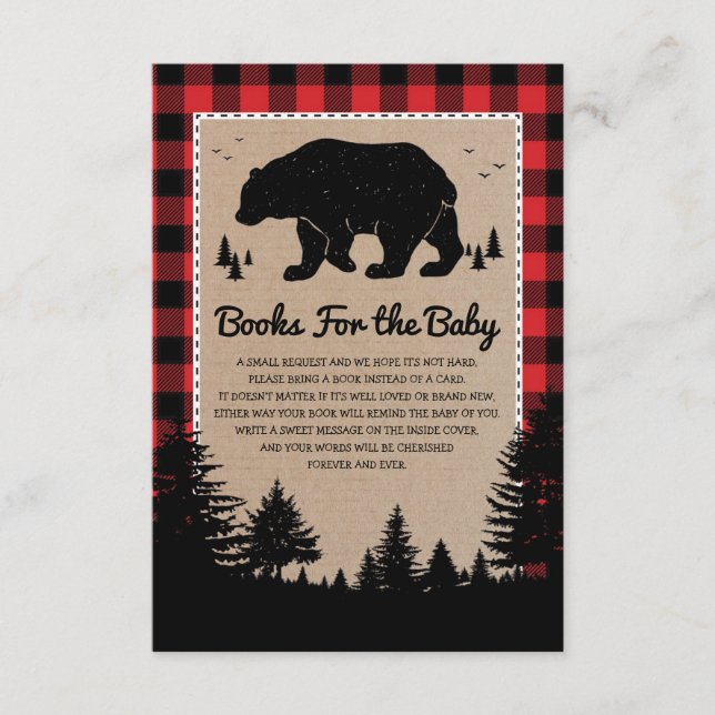 Cartão De Informações Livros de Urso da Floresta Lumberjack para Bebê (Frente)