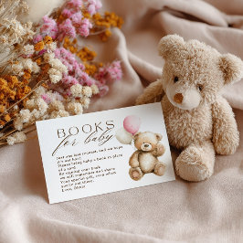 Cartão De Informações Livros de Urso de Teddy Rosa para o Chá de fraldas