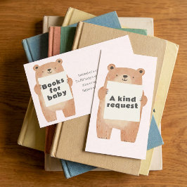 Cartão De Informações Livros de Urso de Teddy Rosa para Pedido de Bebê